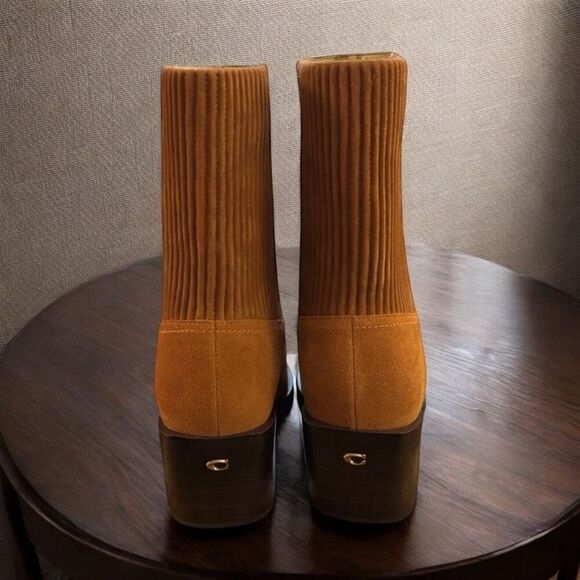 Coach Prestyn CN137 Women's Size 9B Bootie Burnished Amber Suede Ankle Boots NEW - Picture 4 of 8